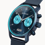 SORPASSO CHRONO BLUE ICE - Mesh Dark blue Brushed - Detomaso Watches