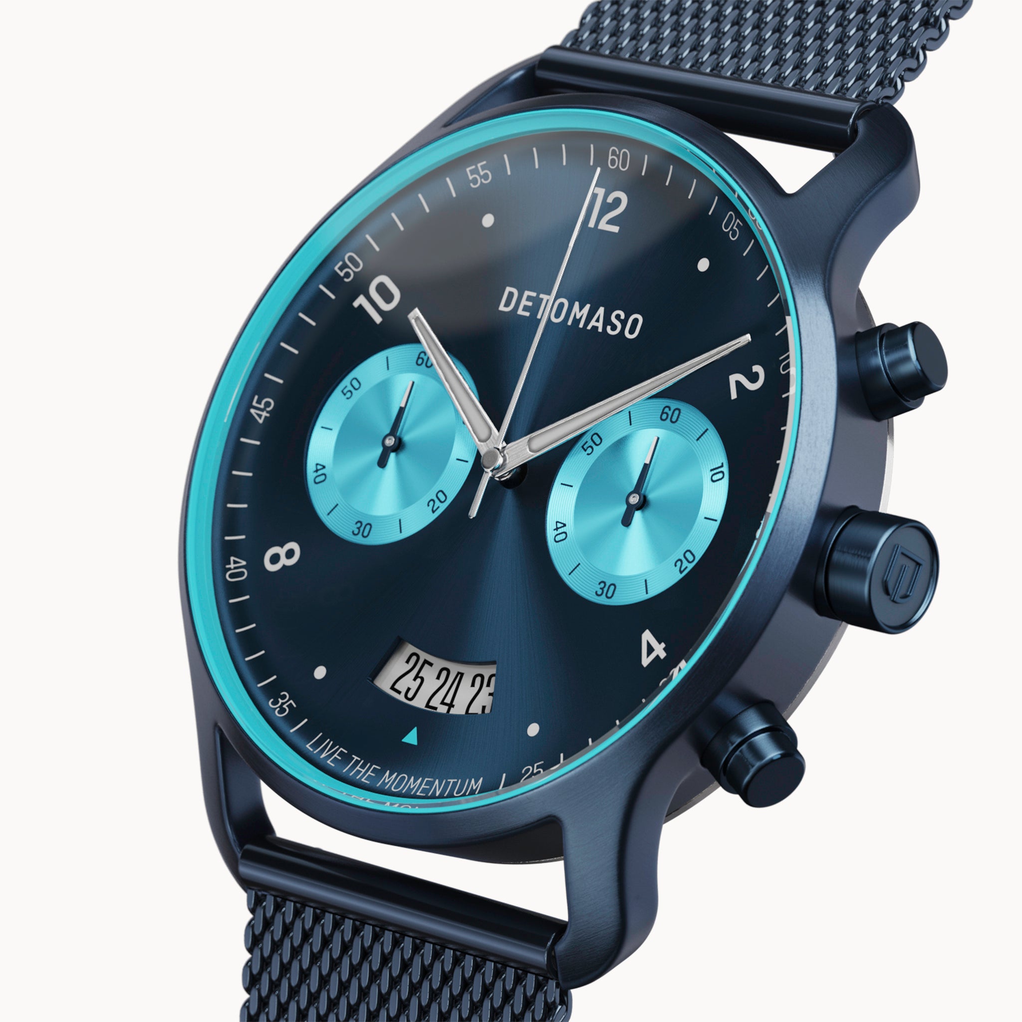 SORPASSO CHRONO BLUE ICE - Mesh Dark blue Brushed - Detomaso Watches