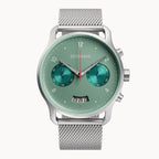 SORPASSO CHRONO MATTE GREEN - Mesh Silver Matte - Detomaso Watches