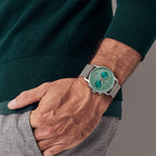 SORPASSO CHRONO MATTE GREEN - Mesh Silver Matte - Detomaso Watches