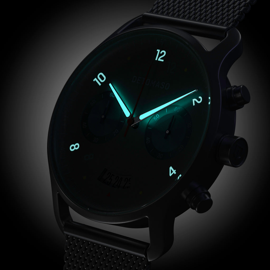 SORPASSO CHRONO MATTE GREEN - Mesh Silver Matte - Detomaso Watches