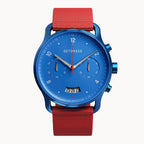 SORPASSO CHRONO MATTE BLUE - Ocean Plastic Red Woven - Detomaso Watches