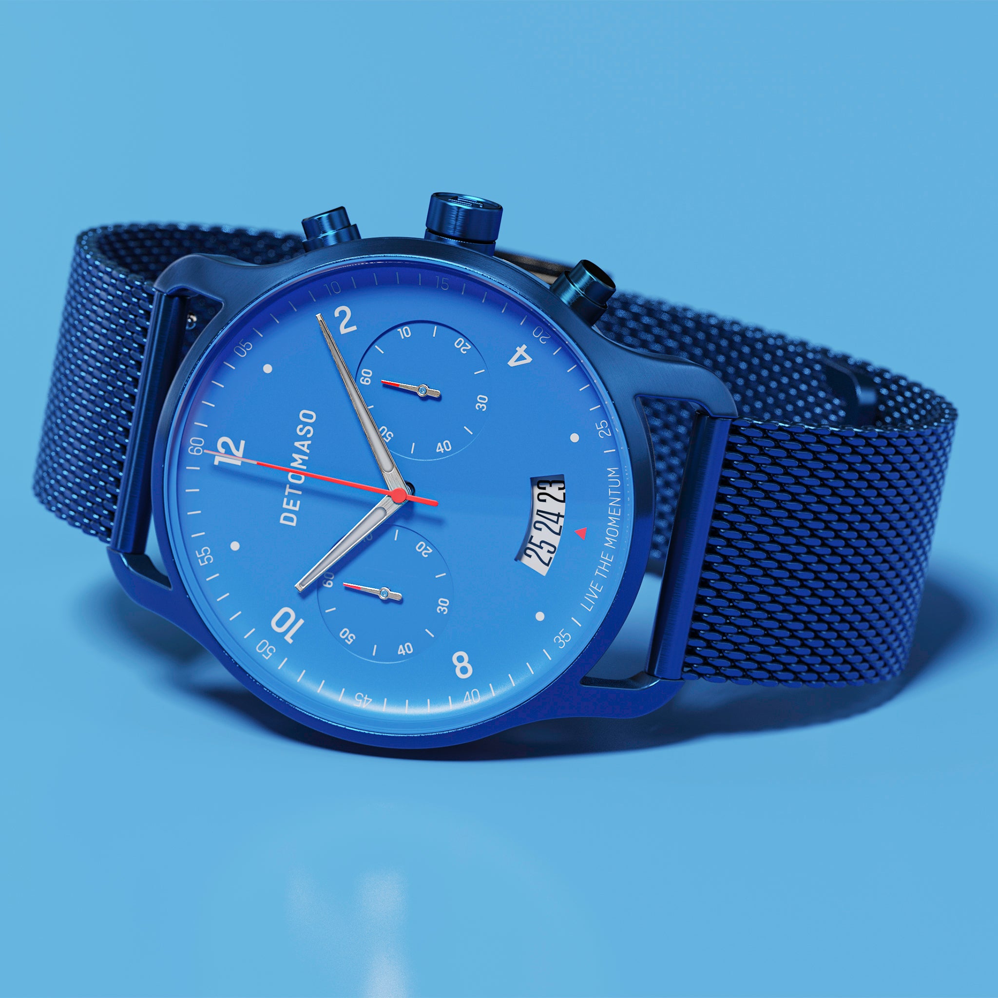 SORPASSO CHRONO MATTE BLUE - Mesh Dark Blue Brushed - Detomaso Watches