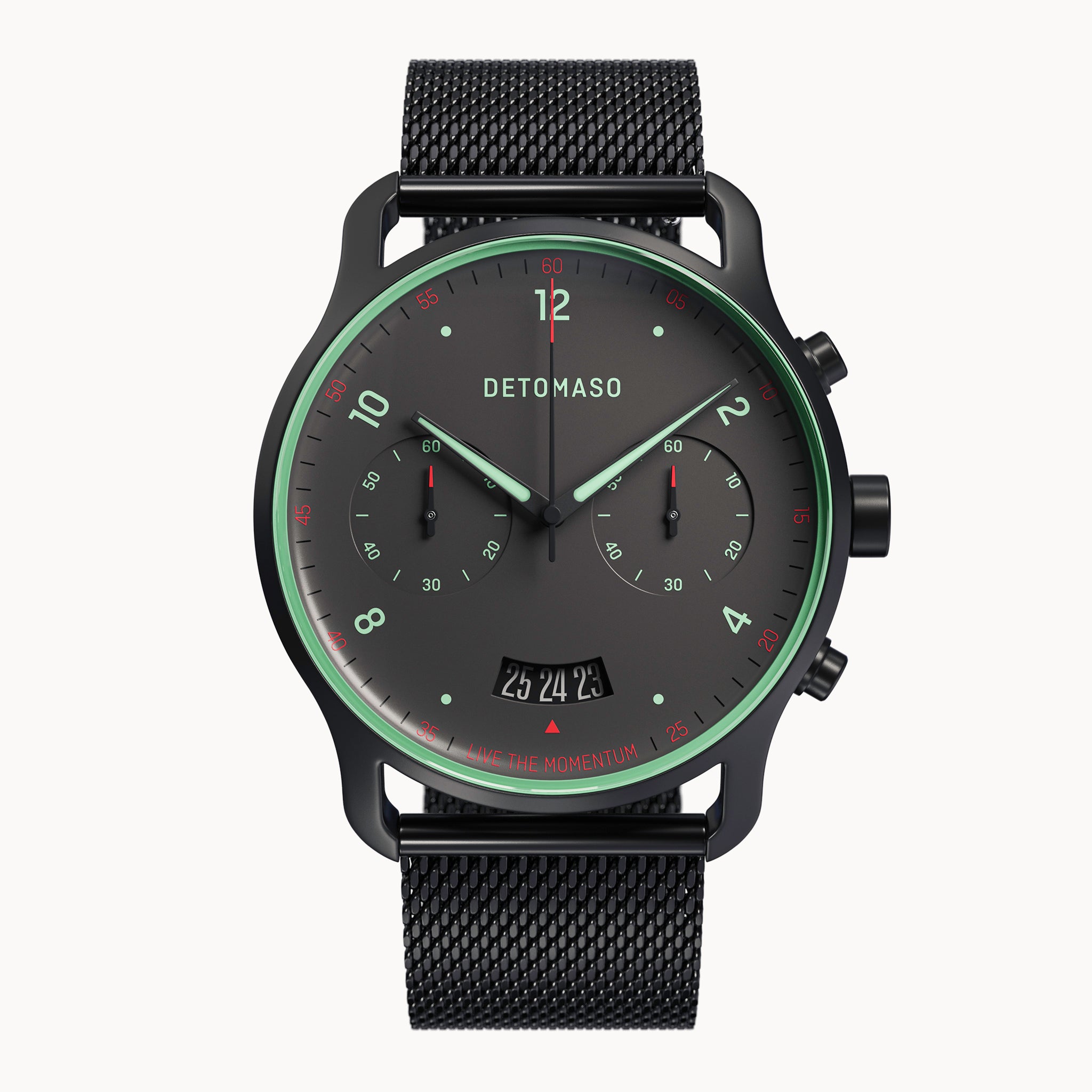 SORPASSO CHRONO GRAY MINT - Mesh Black Matte - Detomaso Watches