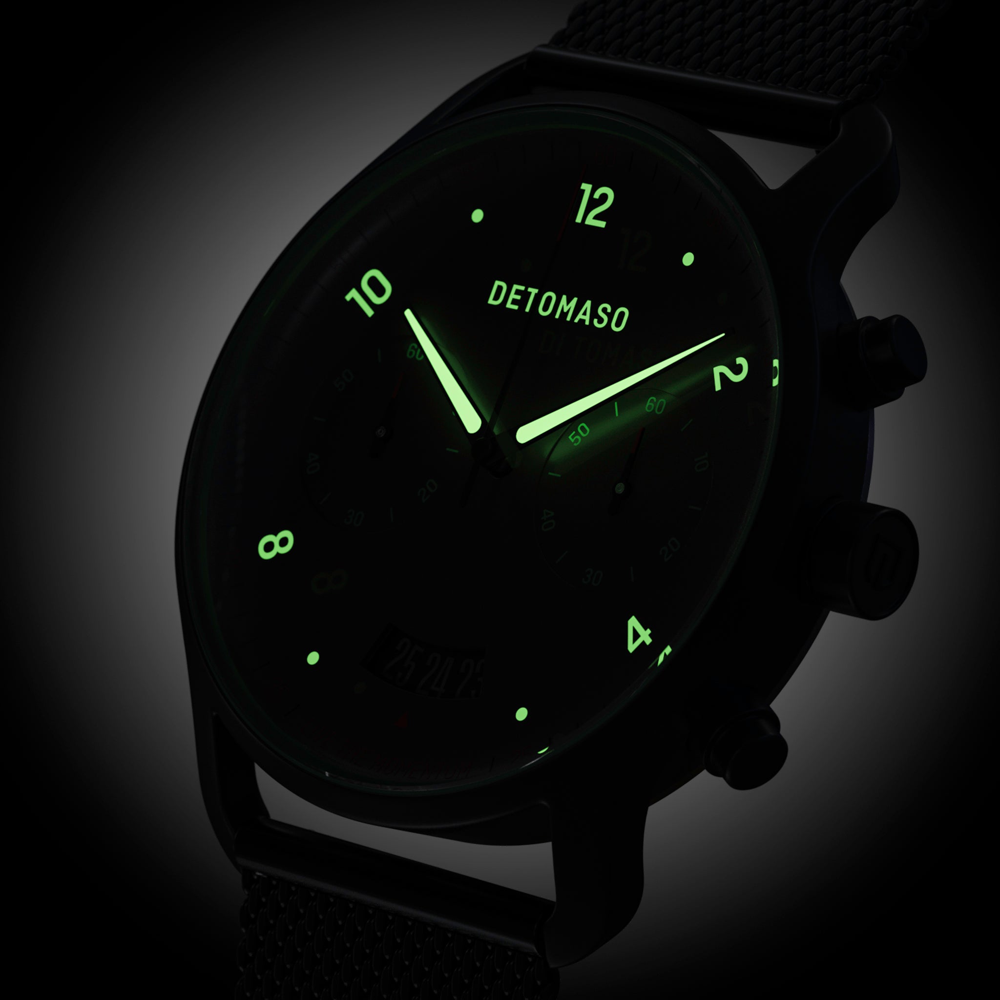 SORPASSO CHRONO GRAY MINT - Mesh Black Matte - Detomaso Watches