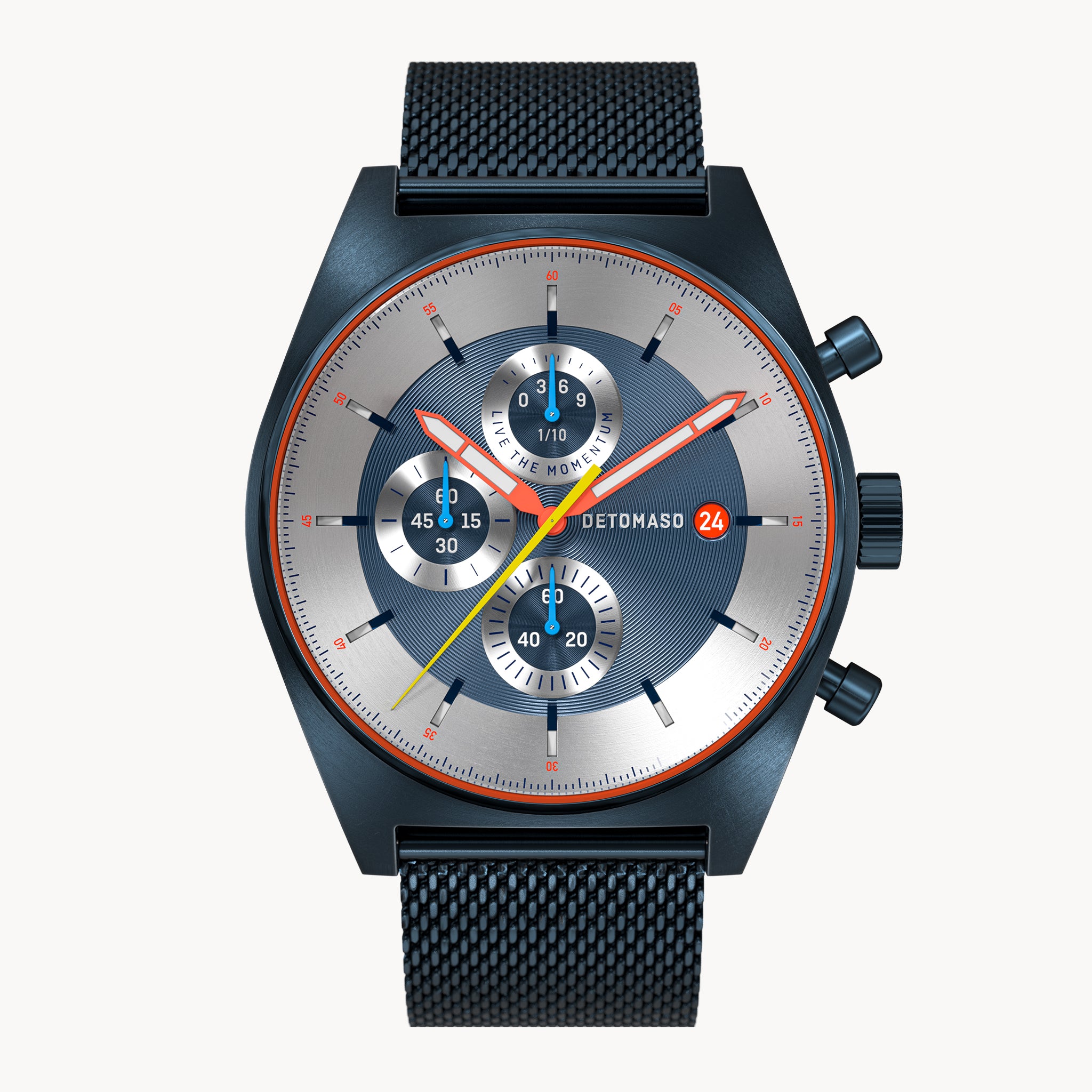 D10 CHRONOGRAPH LIMITED EDITION BLUE - Mesh Dark blue Brushed - Detomaso Watches