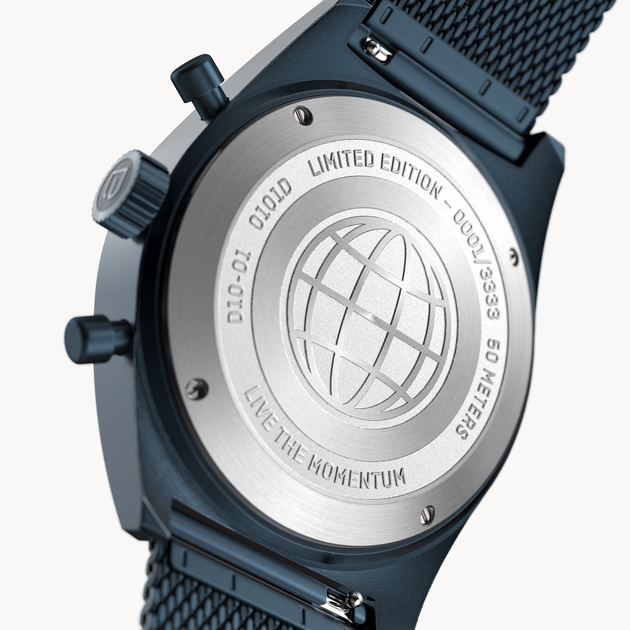 D10 CHRONOGRAPH LIMITED EDITION BLUE - Mesh Dark blue Brushed - Detomaso Watches