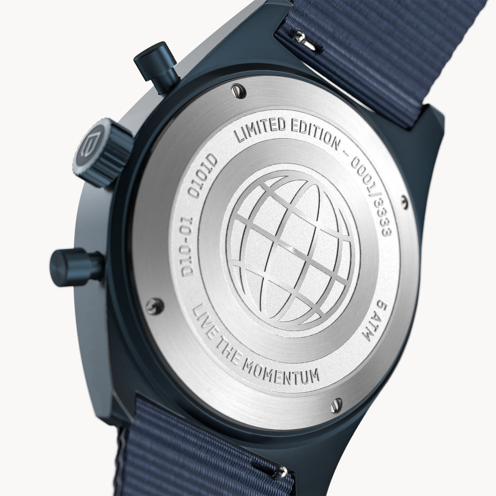 D10 CHRONOGRAPH LIMITED EDITION BLUE - Ocean Plastic Dark blue Woven - Detomaso Watches