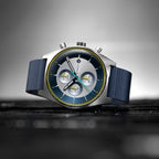 D10 CHRONOGRAPH LIMITED EDITION SILVER - Ocean Plastic Dark blue Woven - Detomaso Watches