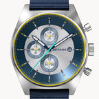 D10 CHRONOGRAPH LIMITED EDITION SILVER - Ocean Plastic Dark blue Woven - Detomaso Watches