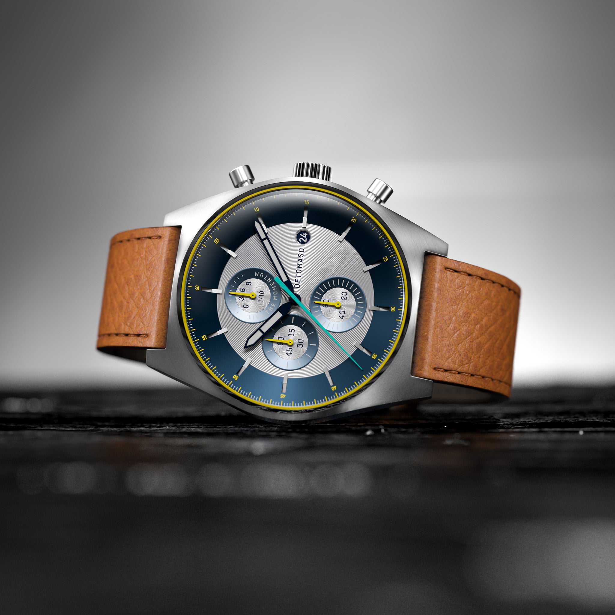 D10 CHRONOGRAPH LIMITED EDITION SILVER - Leather Brown Venere - Detomaso Watches