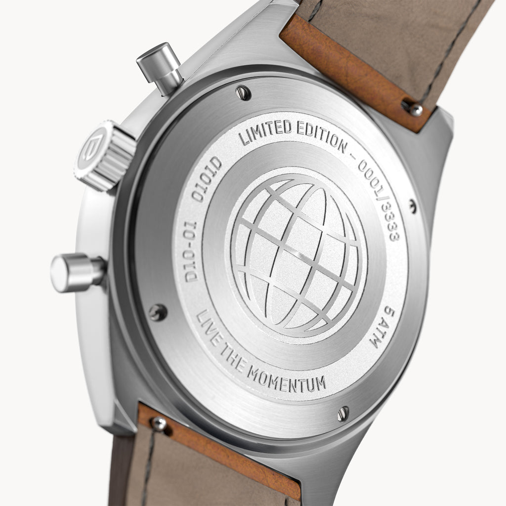 D10 CHRONOGRAPH LIMITED EDITION SILVER - Leather Brown Venere - Detomaso Watches