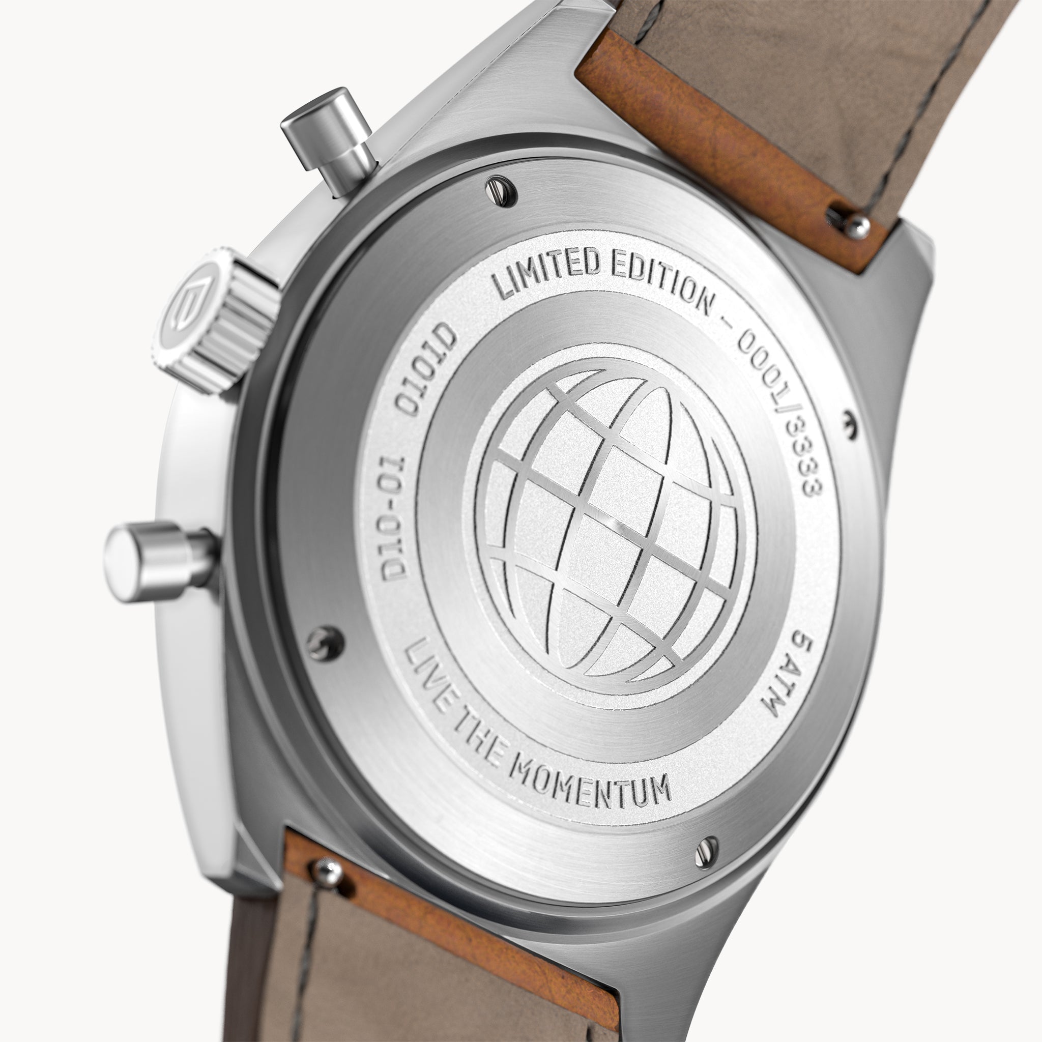 D10 CHRONOGRAPH LIMITED EDITION SILVER - Leather Brown Venere - Detomaso Watches