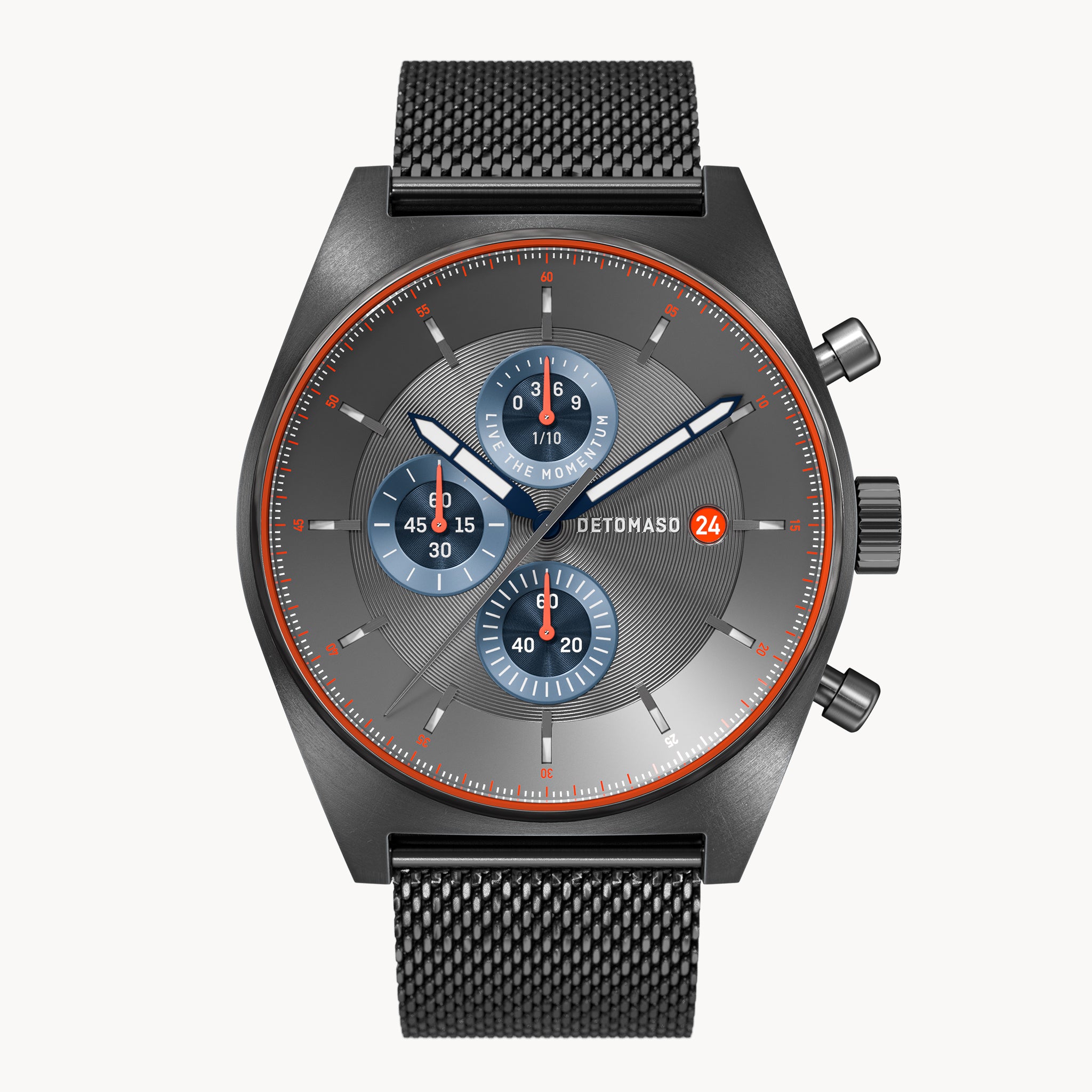 D10 CHRONOGRAPH LIMITED EDITION GRAY - Mesh Gray Brushed - Detomaso Watches