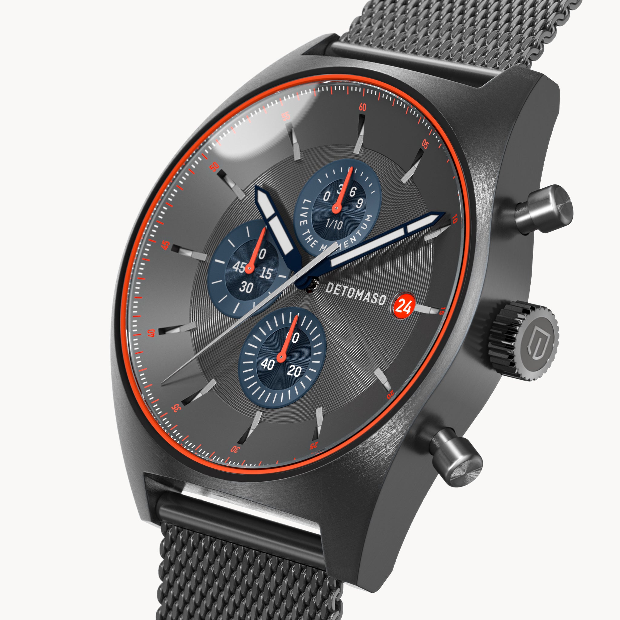 D10 CHRONOGRAPH LIMITED EDITION GRAY - Mesh Gray Brushed - Detomaso Watches