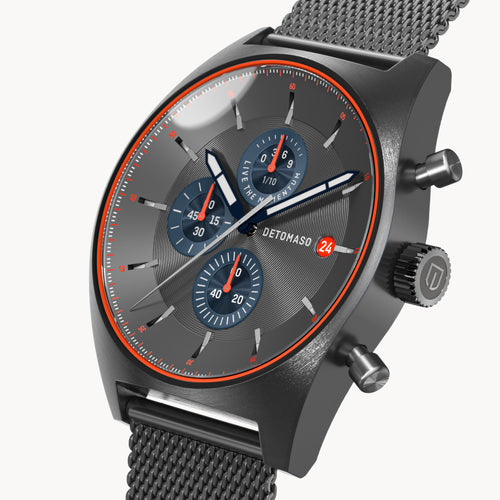 D10 CHRONOGRAPH LIMITED EDITION GRAY - Mesh Gray Brushed - Detomaso Watches