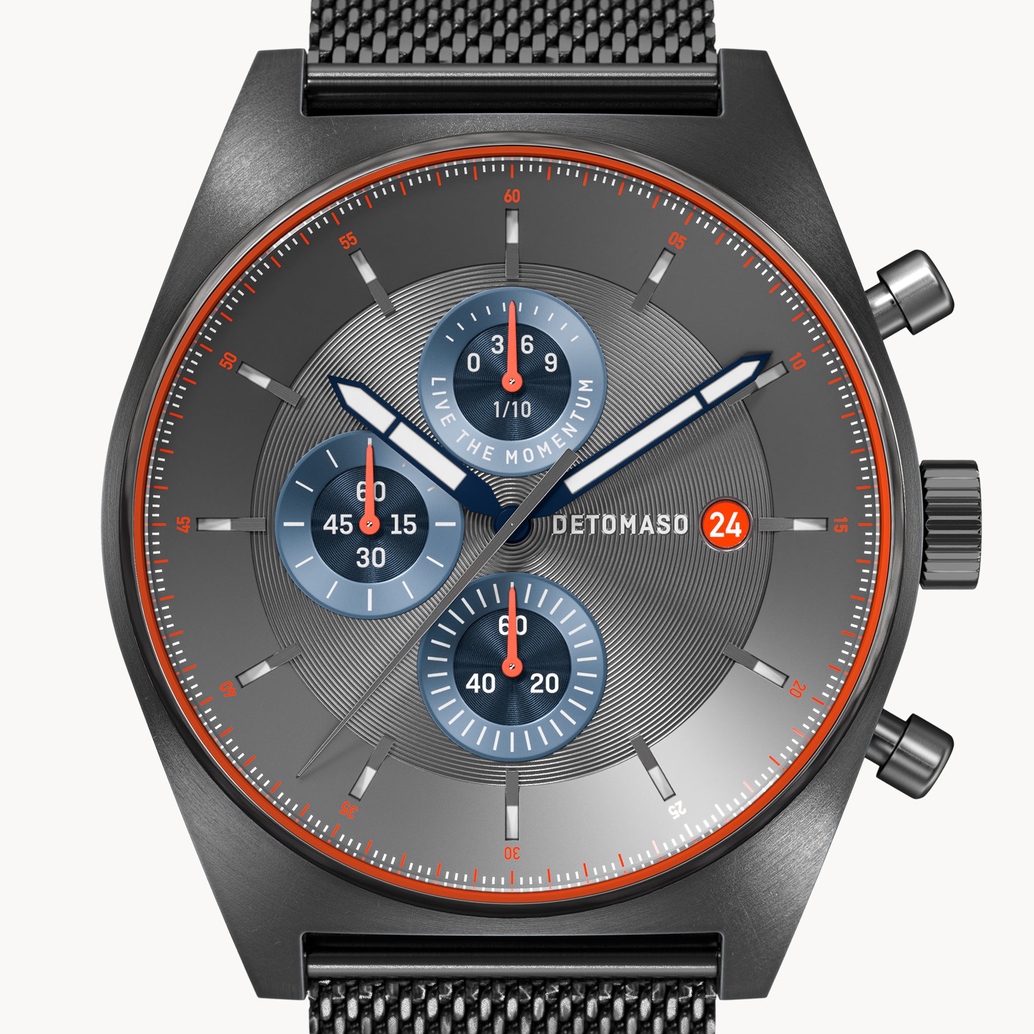 D10 CHRONOGRAPH LIMITED EDITION GRAY - Mesh Gray Brushed - Detomaso Watches