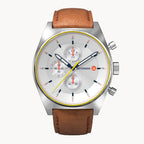 D10 CHRONOGRAPH LIMITED EDITION WHITE - Leather Brown Classic - Detomaso Watches