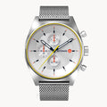 D10 CHRONOGRAPH LIMITED EDITION WHITE - Mesh Silver Brushed - Detomaso Watches