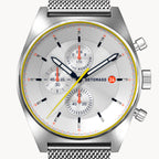 D10 CHRONOGRAPH LIMITED EDITION WHITE - Mesh Silver Brushed - Detomaso Watches