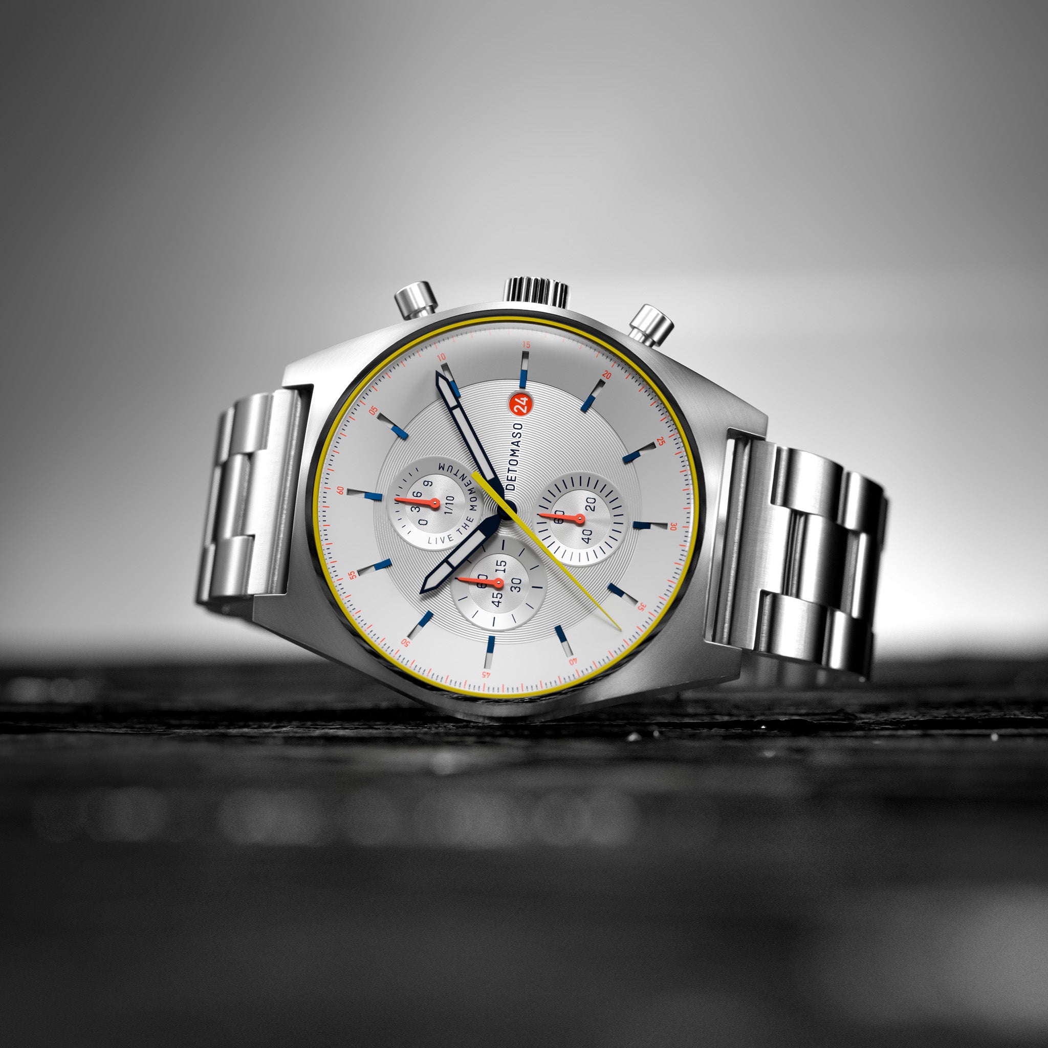 D10 CHRONOGRAPH LIMITED EDITION WHITE - Stainless steel Silver Brushed - Detomaso Watches