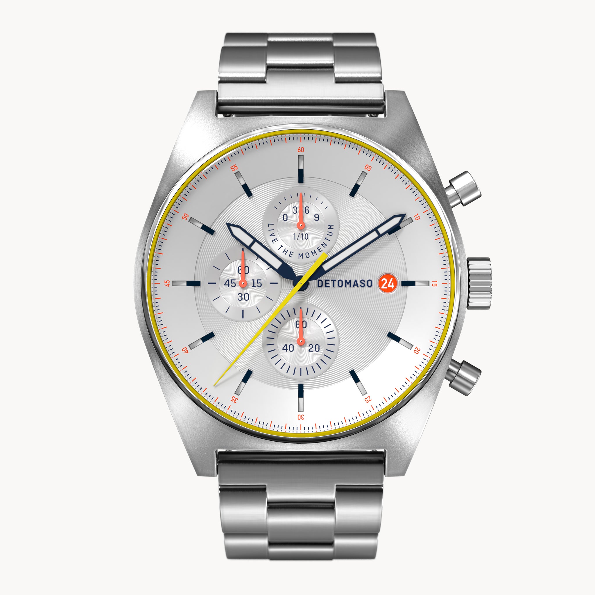 D10 CHRONOGRAPH LIMITED EDITION WHITE - Stainless steel Silver Brushed - Detomaso Watches