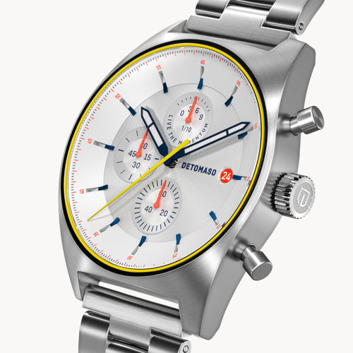 D10 CHRONOGRAPH LIMITED EDITION WHITE - Stainless steel Silver Brushed - Detomaso Watches