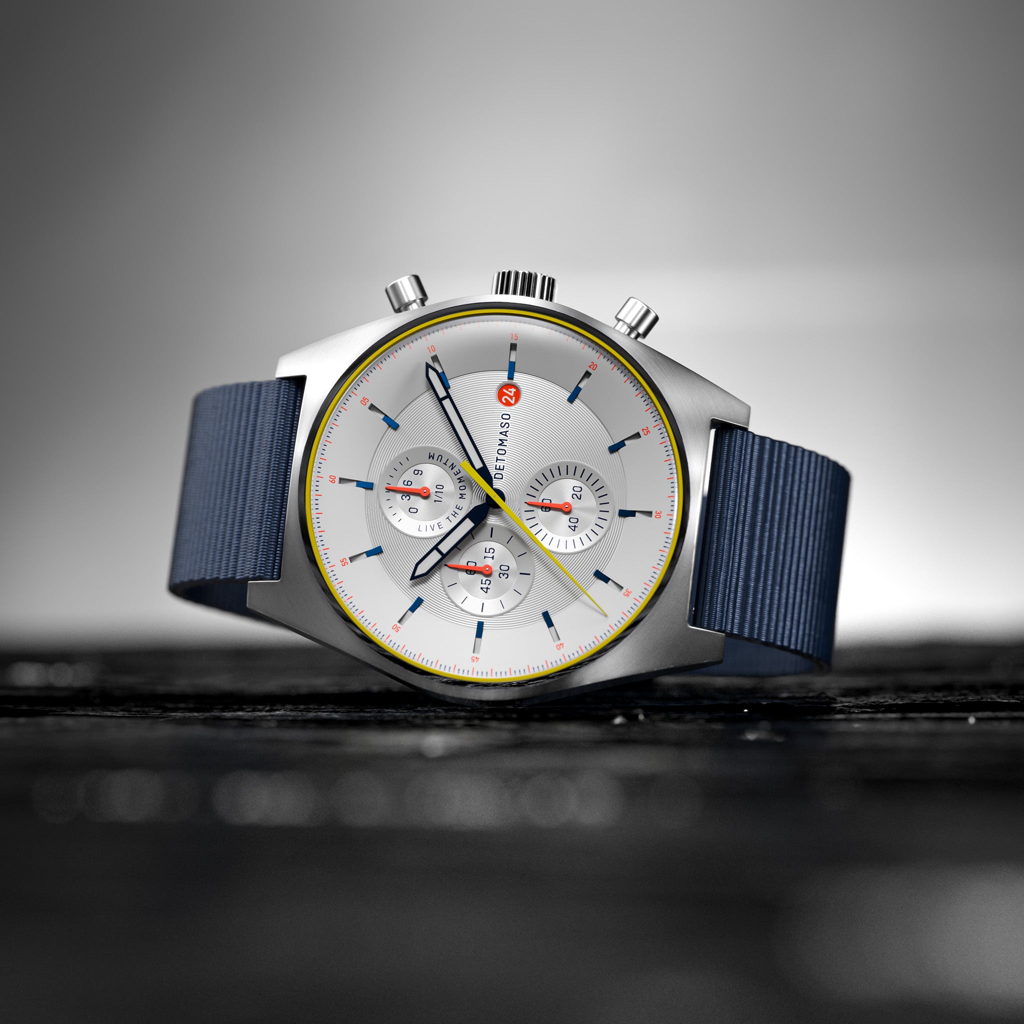 DeTomaso D10 Chronograph Limited Edition - Orologio Uomo Quarzo Con Cinturino In Nylon Blu Scuro