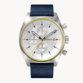 D10 CHRONOGRAPH LIMITED EDITION WHITE - Ocean Plastic Dark blue Woven - Detomaso Watches