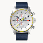 D10 CHRONOGRAPH LIMITED EDITION WHITE - Ocean Plastic Dark blue Woven - Detomaso Watches