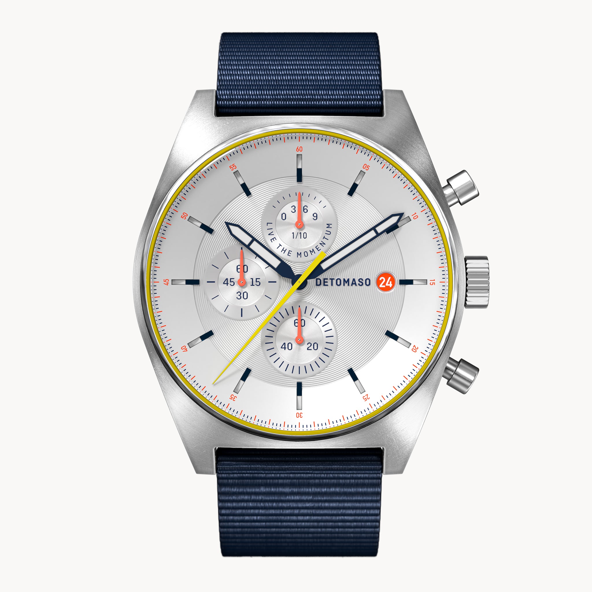 D10 CHRONOGRAPH LIMITED EDITION WHITE - Ocean Plastic Dark blue Woven - Detomaso Watches
