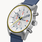 D10 CHRONOGRAPH LIMITED EDITION WHITE - Ocean Plastic Dark blue Woven - Detomaso Watches