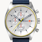 D10 CHRONOGRAPH LIMITED EDITION WHITE - Ocean Plastic Dark blue Woven - Detomaso Watches