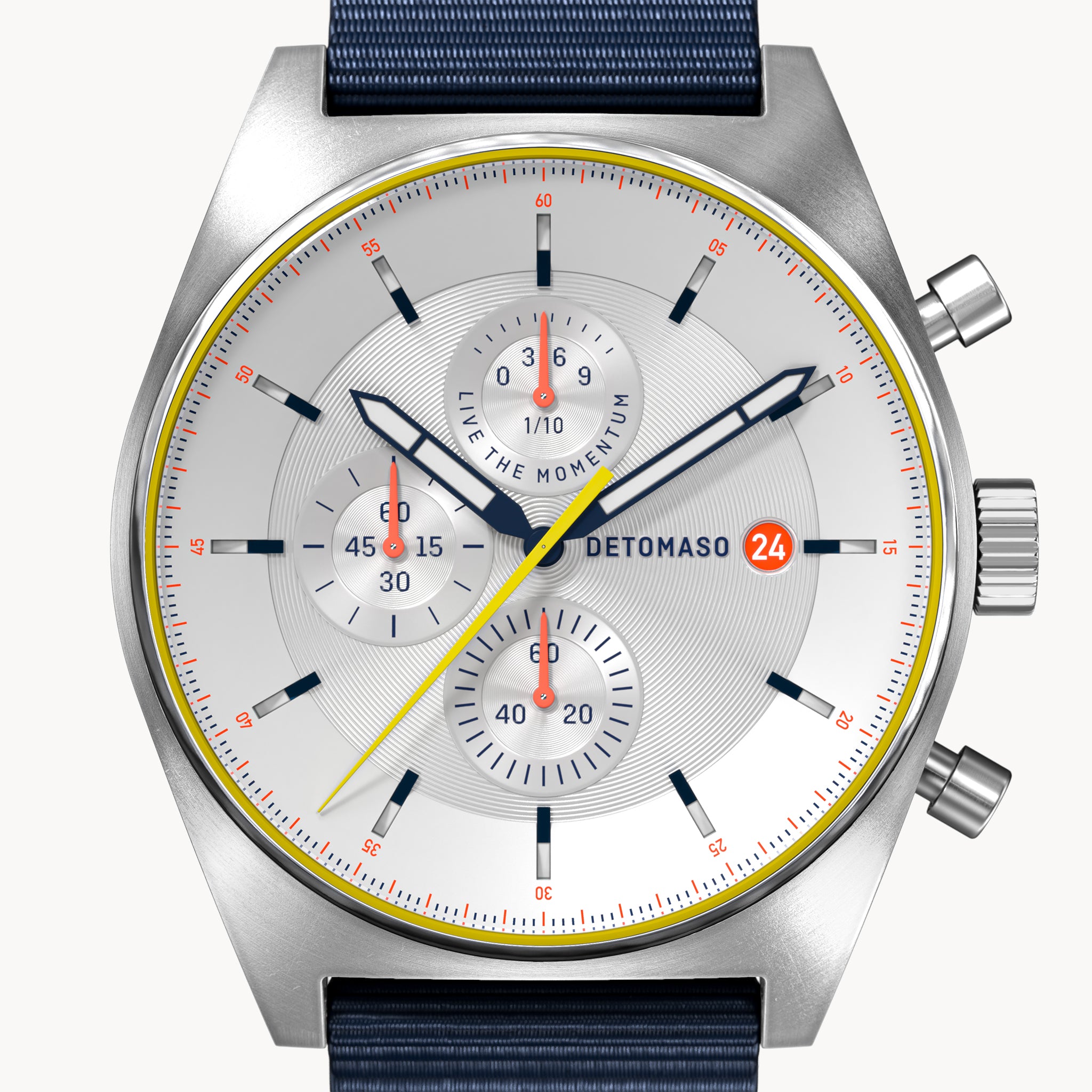 D10 CHRONOGRAPH LIMITED EDITION WHITE - Ocean Plastic Dark blue Woven - Detomaso Watches