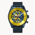 D10 CHRONOGRAPH LIMITED EDITION BLUE YELLOW - Mesh Dark blue Brushed - Detomaso Watches