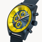D10 CHRONOGRAPH LIMITED EDITION BLUE YELLOW - Mesh Dark blue Brushed - Detomaso Watches
