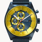D10 CHRONOGRAPH LIMITED EDITION BLUE YELLOW - Mesh Dark blue Brushed - Detomaso Watches