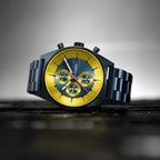 D10 CHRONOGRAPH LIMITED EDITION BLUE YELLOW - Stainless steel Dark blue Brushed - Detomaso Watches