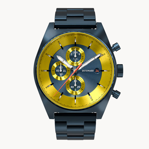 D10 CHRONOGRAPH LIMITED EDITION BLUE YELLOW - Stainless steel Dark blue Brushed - Detomaso Watches