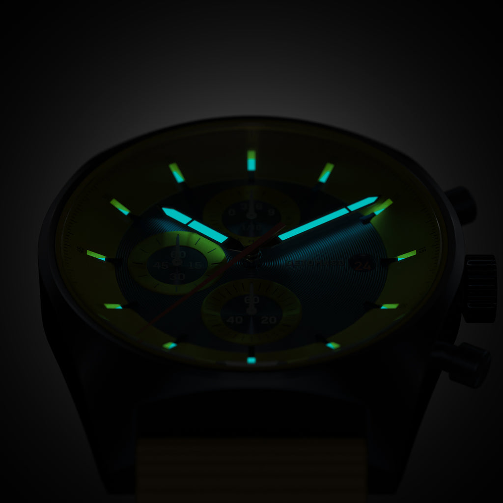 D10 CHRONOGRAPH LIMITED EDITION BLUE YELLOW - Ocean Plastic Yellow Woven - Detomaso Watches