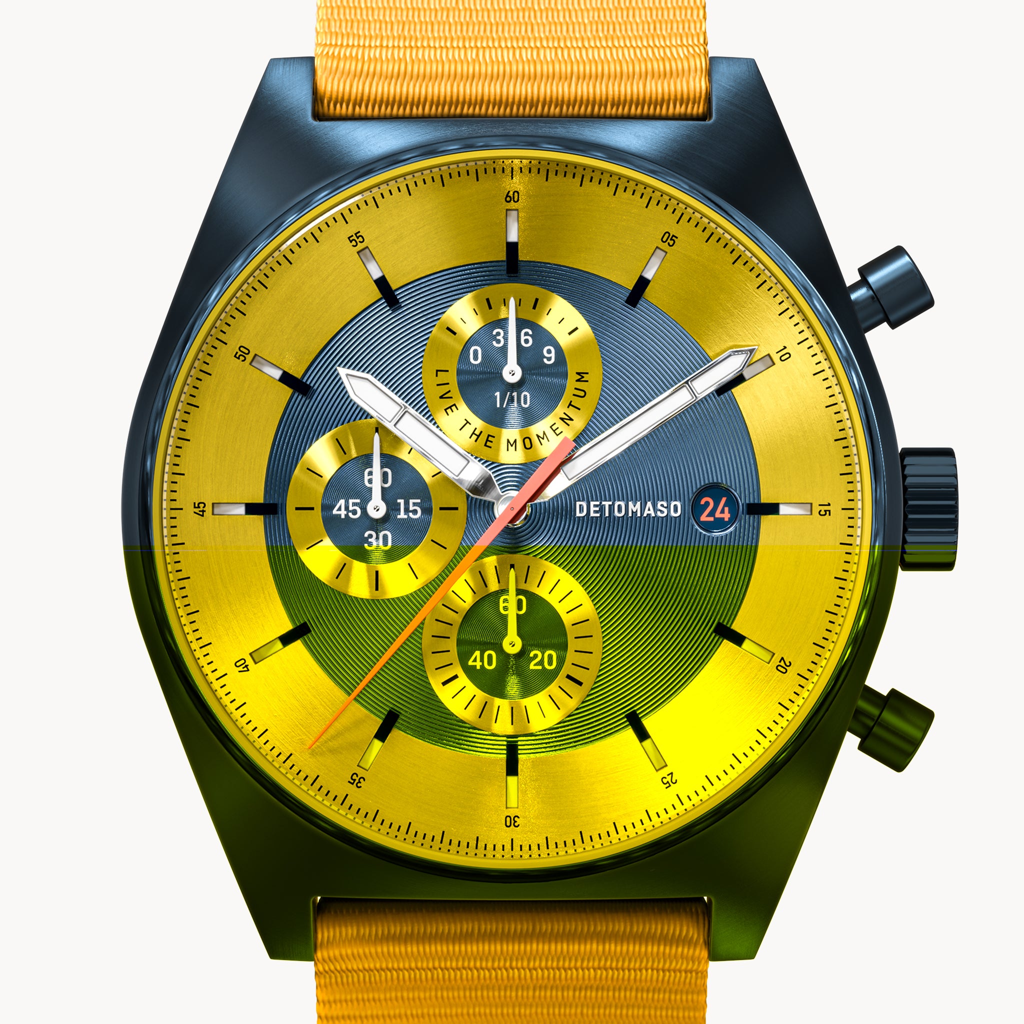 D10 CHRONOGRAPH LIMITED EDITION BLUE YELLOW - Ocean Plastic Yellow Woven - Detomaso Watches