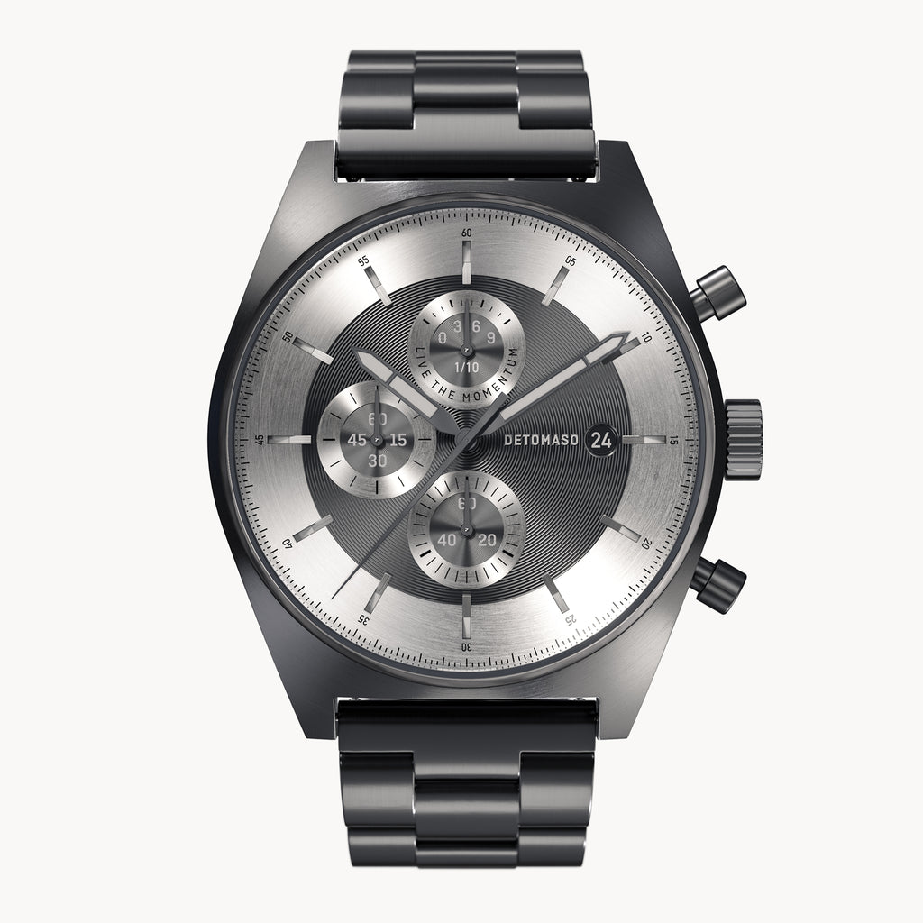 D10 CHRONOGRAPH MONOCROMO - Stainless Steel Gray Brushed - Detomaso Watches