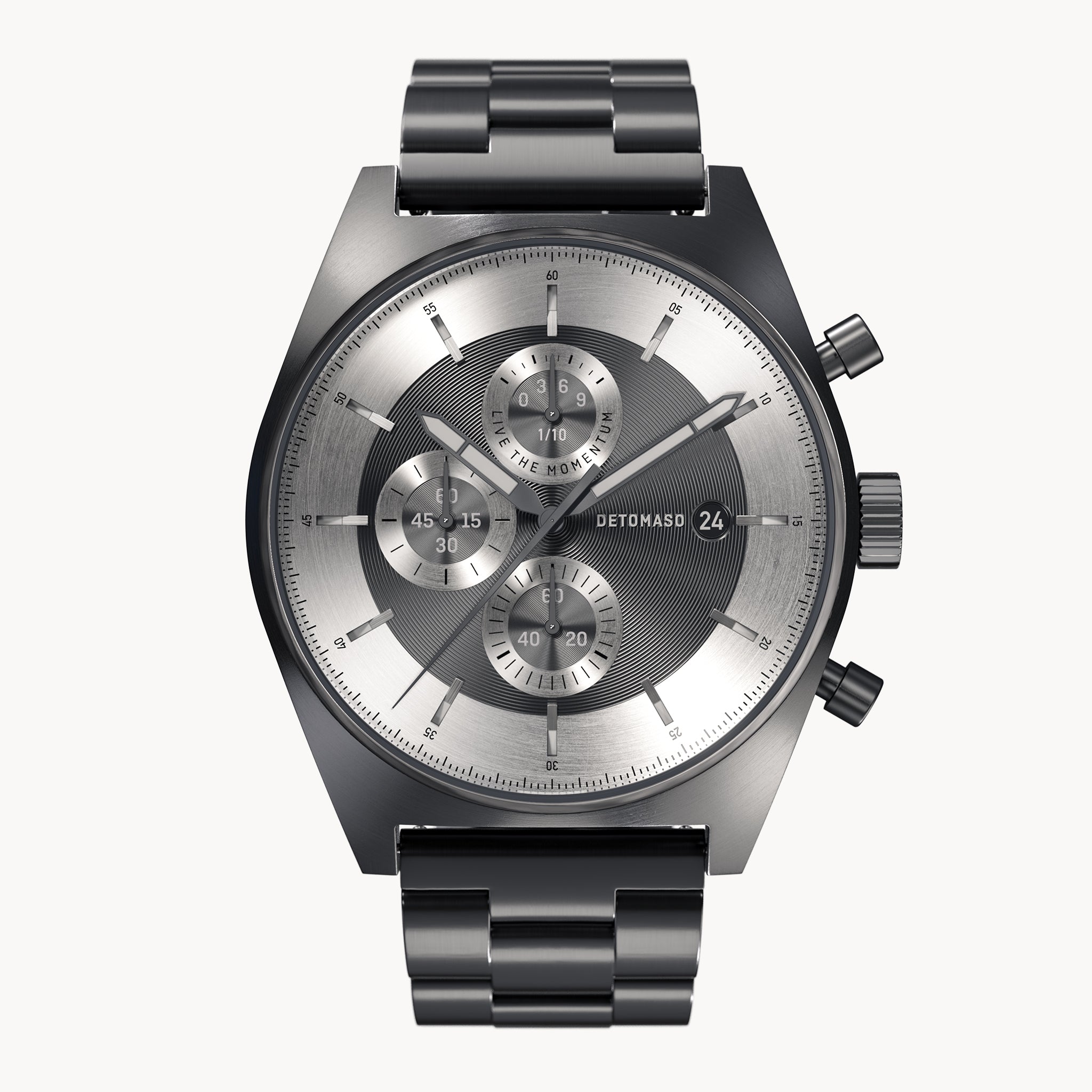 D10 CHRONOGRAPH MONOCROMO - Stainless Steel Gray Brushed - Detomaso Watches