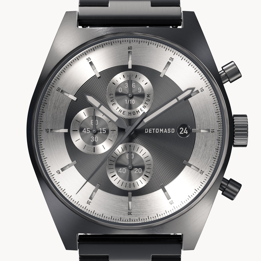D10 CHRONOGRAPH MONOCROMO - Stainless Steel Gray Brushed - Detomaso Watches