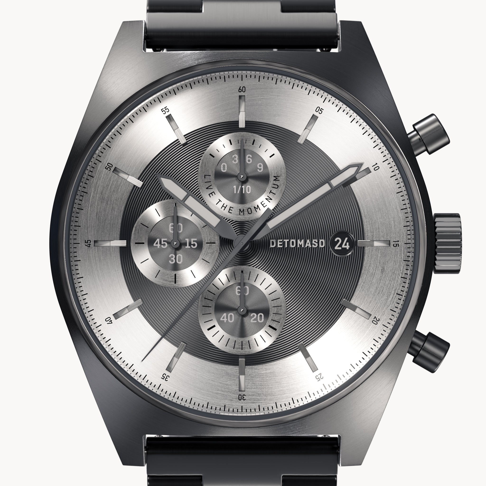 D10 CHRONOGRAPH MONOCROMO - Stainless Steel Gray Brushed - Detomaso Watches