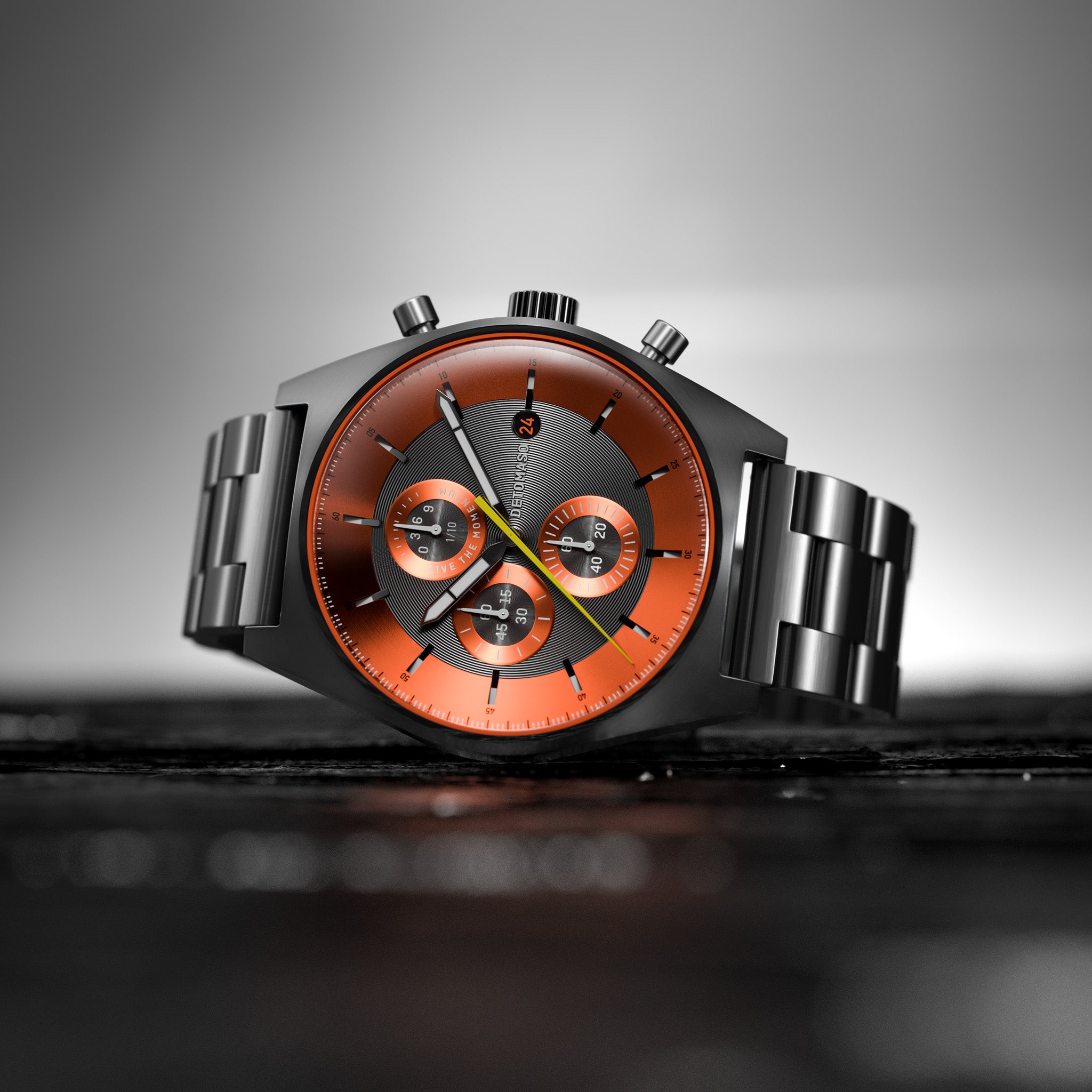 D10 CHRONOGRAPH GRAY ORANGE - Stainless steel Gray Brushed - Detomaso Watches
