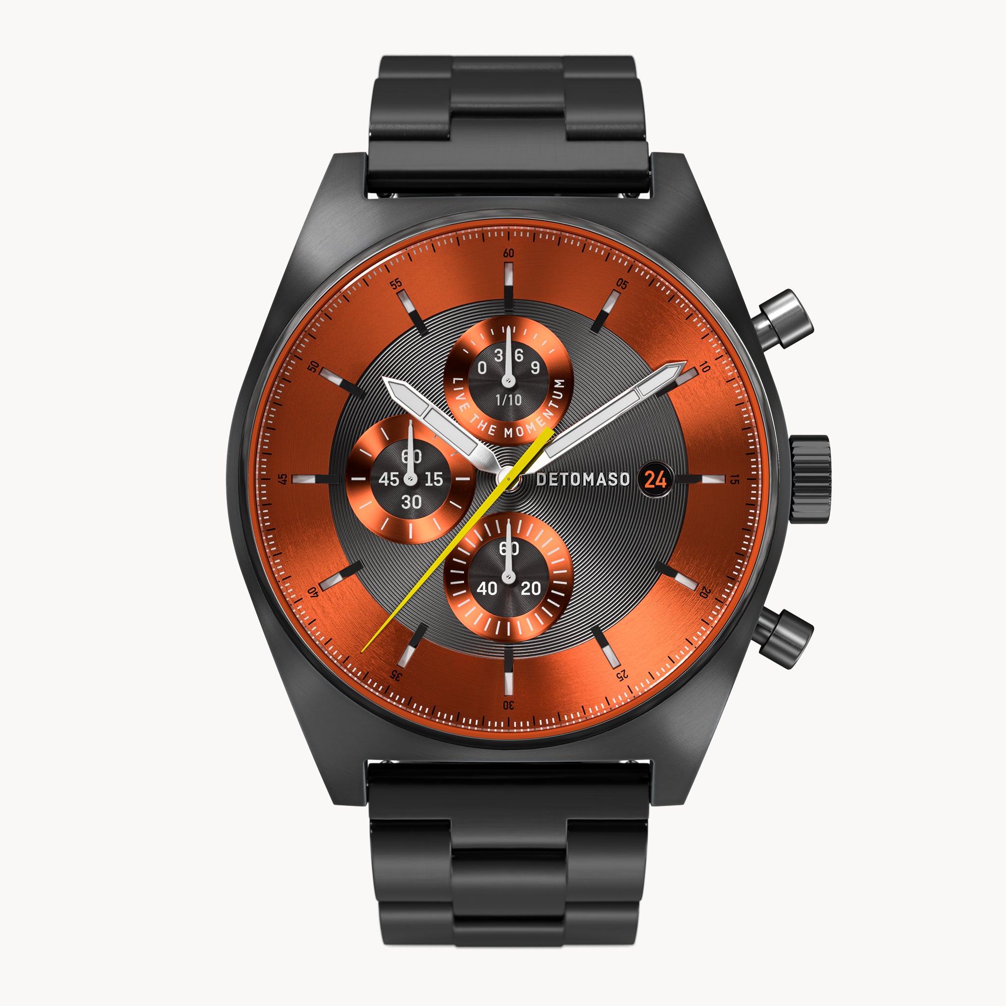 D10 CHRONOGRAPH GRAY ORANGE - Stainless steel Gray Brushed - Detomaso Watches