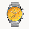 D10 CHRONOGRAPH GIALLO - Mesh Silver Glossy - Detomaso Watches