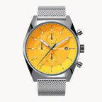 D10 CHRONOGRAPH GIALLO - Mesh Silver Glossy - Detomaso Watches