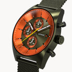 D10 CHRONOGRAPH OLIVE ORANGE - Mesh Olive Brushed - Detomaso Watches